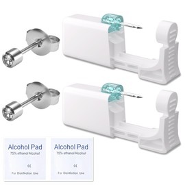 YINPAD Ear Piercing Kit - Disposable Piercing Gun Preloaded with Different Style 4 mm Studs, at Home Self Piercer Kit (Classic White Diamond)