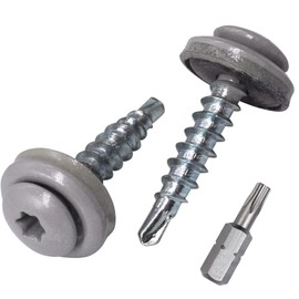 SKIR'CO (Pack of 40) Roof Screws 4.8 x 28 mm Painted Self-Drilling Screws with EPDM Washers, Torx Head (White Aluminium RAL 9006)