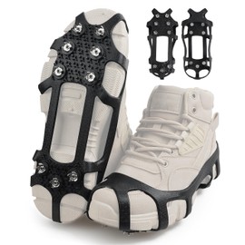 Crampons Ice Cleats Traction Snow Grips for Shoes and Boots Anti-Slip 9 Studs Snow Cleats Walking on Snow Ice Winter Walking Boots Cleats for Men Women