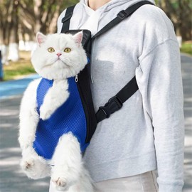 Lynkiss Pet Dog Sling Carrier,Breathable Mesh Portable Travel Safe Pet Sling Shoulder Bag Carrier with Adjustable Non-Slip Shoulder Strap Portable Cat Travel Backpack,A Blue,Small