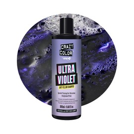 Crazy Color Ultra Violet Anti Yellow Shampoo | Tone Blonde Hair and Neutralise Brassy Tones | For Ash, Champagne, Pearl Blondes. Bleached and Natural Hair. Vegan, Cruelty & Sulphate Free, 250ml