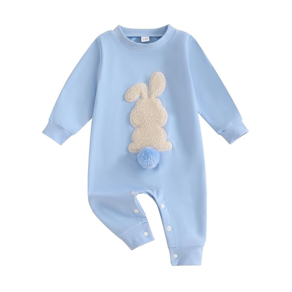 Nicoxijia Newborn Baby Girl Boy Easter Outfit Embroidery Bunny Tail
