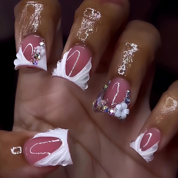 Duck Press On Nails Charms Medium French Tip Press On