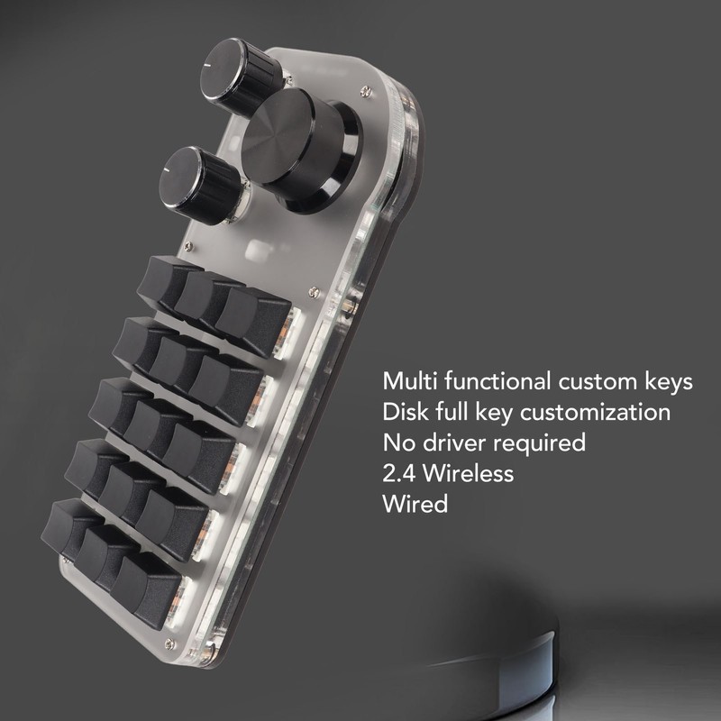 USB Mini 15 Key Keypad with 3 Knobs Type C