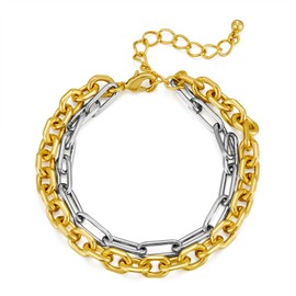 LILIE&WHITE Two-Tone Chain Bracelet with Gold and Silver Links – Adjustable, Hypoallergenic, Non-Fading, Stylish Gift for Women, Birthdays, Anniversaries, or Special Occasions