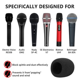 Geekria Foam Windscreen for 1.6" Diameter Microphones, Foam Cover, Wind Cover, Sponge Foam Filter, Compatible with Bietrun WXM09, WXM21, Behringer XM8500 (Pack of 2)