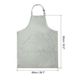 sourcing map Kitchen Cooking Aprons 82x68cm Adjustable Bib Waterproof Long Ties Chef Apron with 2 Pockets for Men Women Chef, Grey
