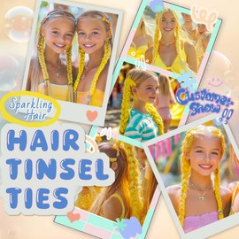 Rainbow Ponytail Extensions With Hair Tie 2 Packs 40g/Pack Coloured Hair Extensions for Braiding 18 inch Colorful Ombre Mermaid Pony Tail Synthetic Hair Extensions for Girl Women SSYellow