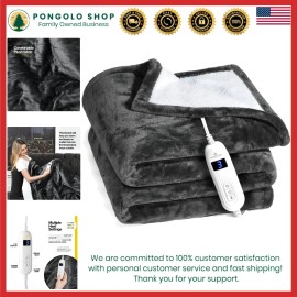 Comforting Flannel Heated Throw Blanket - 10 Heat Settings, Safety Auto Shut-Off