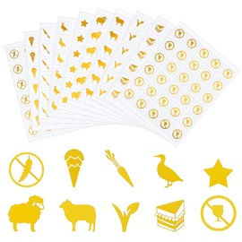OLYCRAFT 2400pcs 10 Styles Black Meal Stickers 0.5 Inch Food Choice Sticker Sheep/Duck/Carrots/Vegetarianism Wedding Meal Indicator Stickers Kitchen Stickers for Place Card Wedding Party Supplies