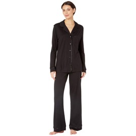 Cosabella Women's Bella Relaxed Long Sleeve Top & Pants Pajama Set, Black/Black, Small