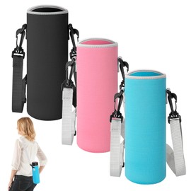 Heveer Water Bottle Case 1200 ml Portable Water Bottle Carry Bag with Adjustable Shoulder Strap for Camping Hiking Cycling Pack of 3