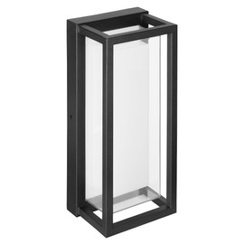 Maxxima LED Porch Lantern Outdoor Wall Light, Black with Clear Lens, 1800 Lumens, 5 CCT 2700K/3000K/3500K/4000K/5000K, Modern Exterior Patio Sconce Lantern