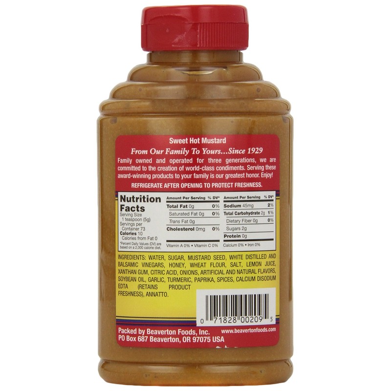 Beaver Sweet Hot Mustard, 13 Ounce Squeeze Bottle (Pack of