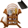 Greenual Teak Dish Drying Rack with Utensil Holder, 2 Tier