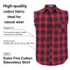 LOGEEYAR Men Plaid Sleeveless Shirt Leisure Button Down Vest Shirt