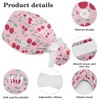 Scrub Caps Women with Button,Adjustable Surgical Caps with Ponytail Pouch,Cherry