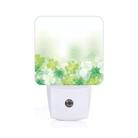 FSHVQKD St Patrick's Day Floral Nature Leaf Night Light,Plug-in Night Lights with Dusk-to-Dawn Sensor for Stairway,Hallway,Bedroom Sleep Friendly Ideal for Women/Girls/Boys Gift,0.5w