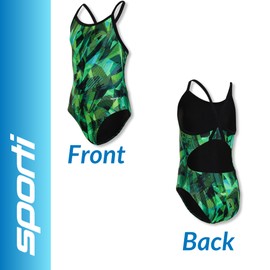 Sporti Catalyst Thin Strap One Piece Swimsuit - Green - 26