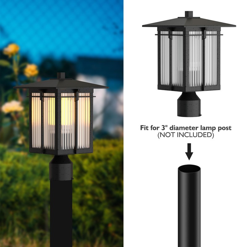 Yoenecea Modern Outdoor Post Light, Aluminum Lamp Post Light Fixture