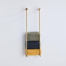 Towel Racks for Bathroom, NEWRAIN Wall Mounted Stainless Steel Organizer, Brushed Gold Rolled Towel Storage Wall-Mounted Bath Towel Holder for Folded Large Towel Washcloths