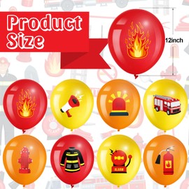 45 Pcs Latex Fire Truck Balloons Fire Truck Birthday Party Balloons Orange Red Yellow Firefighter Birthday Party Decorations for Kids Rescue Theme Decorations, Firefighter Favor Supplies