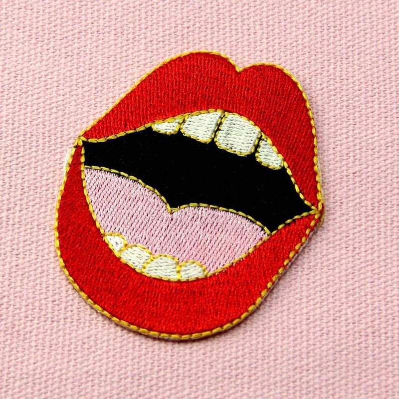 Lady's Sexy Red Lips Patch Embroidered Mouth Badge Iron On