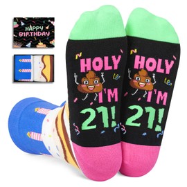 HAPPYPOP 21st Birthday Gifts Ideas Socks - Gifts for Guys in Their 21s, 21 Year Old Gifts for Men Women