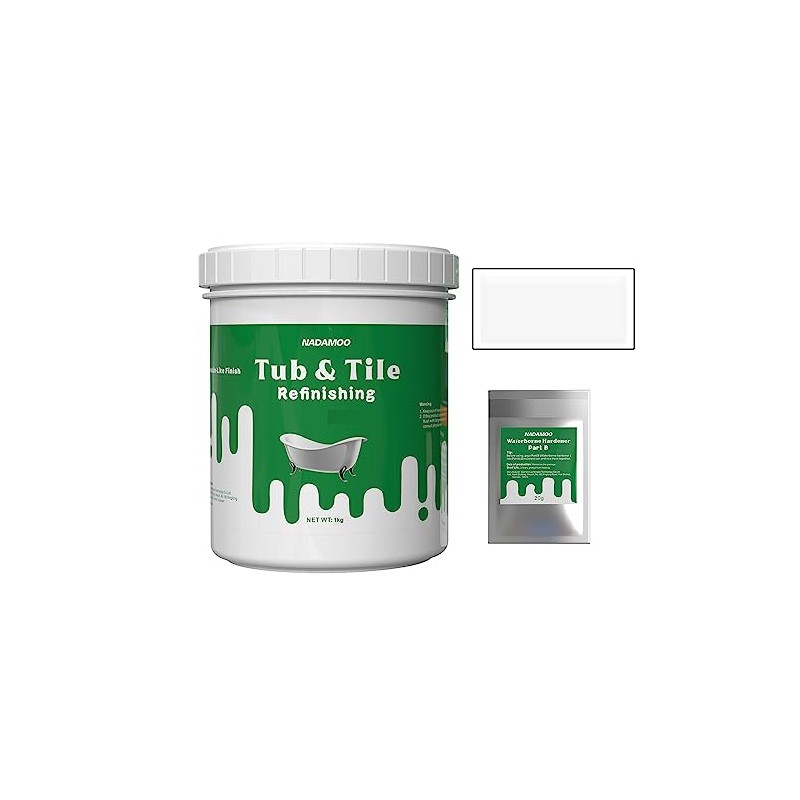 NADAMOO Tub and Tile Refinishing Kit White Without Tools，1kg /