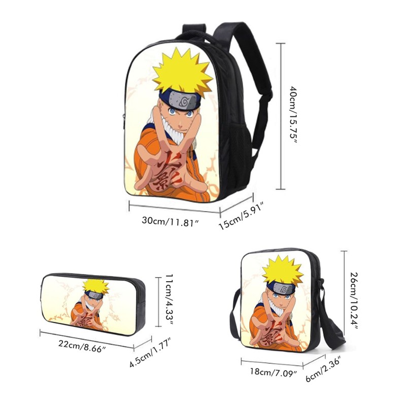 3Pcs Anime Kid Bookbags Set Cartoon Backpack with Messenger Bag
