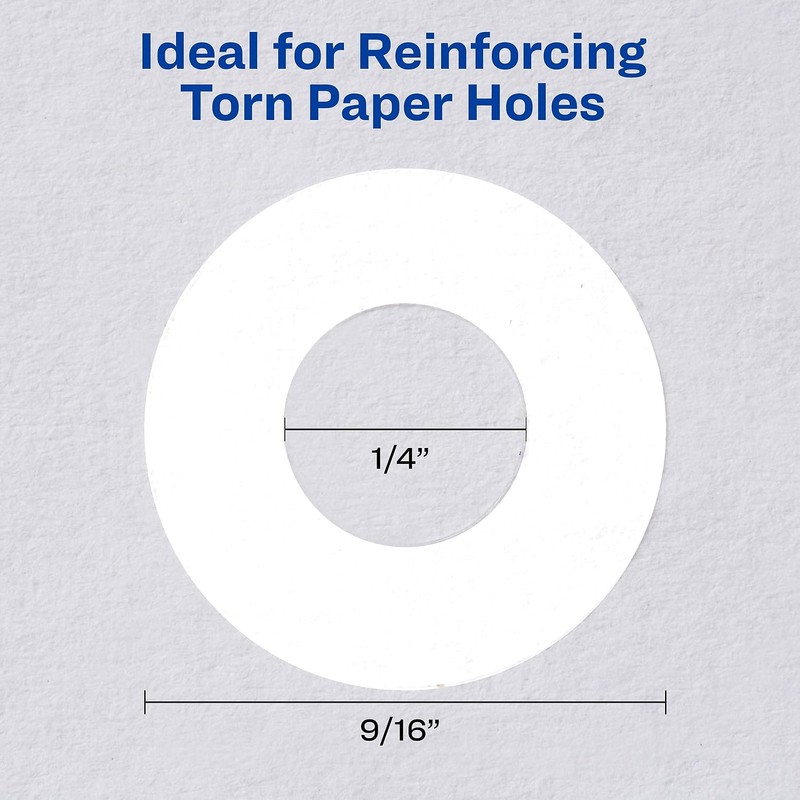Dispenser Pack Hole Reinforcements, 0.25" Dia, White, 200/Pack, (5729)