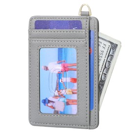 GEEAD Slim Minimalist Front Pocket RFID Blocking Card Holder Wallets for Men & Women, Litchi Grain Grey, Minimalist
