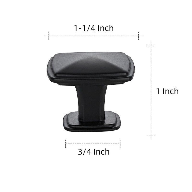 Ravinte 5 Pack Matte Black Kitchen Cabinet Square Knob Single