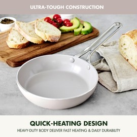 GreenPan Nova 8in Frying Pan Skillet, Healthy Ceramic Nonstick, PFAS-Free, Induction Suitable, Dishwasher and Oven Safe, Clay