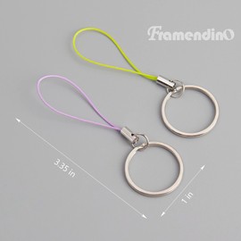 Framendino, 50 Pack Colorful Lanyard Phone Ring Straps Metal Key Ring Lariat Lanyard Strap Cords for Keychain Cellphone USB Drive DIY Craft