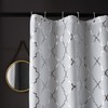White Shower Curtain with Geometric Silver Foil Moroccan Tile Pattern