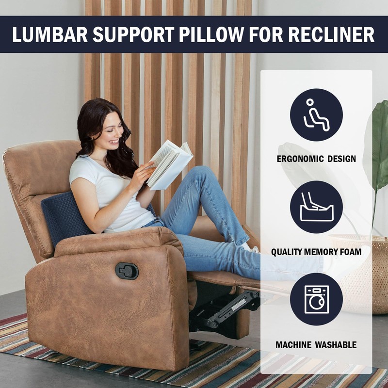HOMBYS Lumbar Support Pillow for Recliner Chair, Memory Foam Back