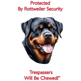 Rottweiler Security Sign Style Dog Portrait Sticker – Premium Printed Vinyl Decal