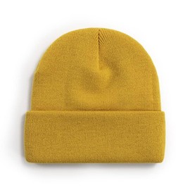 FCHUI Plain Winter Hat-Beanie Cap Soft Fleece Lining Beanie Windproof Unisex Slouchy Hats for Indoor Outdoor (Turmeric)
