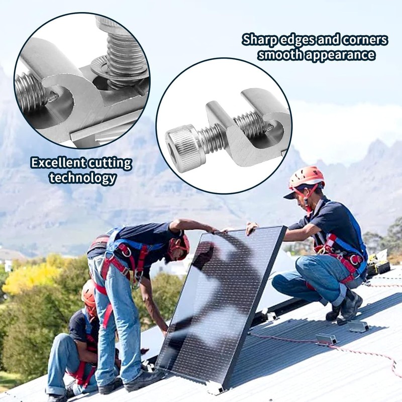 DEWIN Earth Clamp, Solar Panel Mounting Brackets, 4 Sets Solar