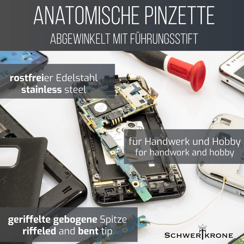 Schwertkrone Curved tweezers anatomically with guide pin offset grooved -