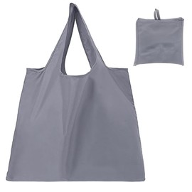 DILUSILK Reusable Shopping Bag Large Grocery Bags Shopping Tote Foldable Extra Large Reusable Eco Tote Handbag Fold Away Shopper Bag for Daily Outdoor Women Men (Grey)