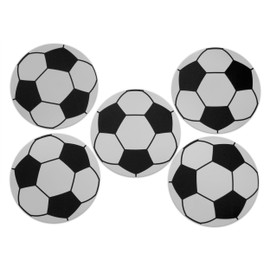 Novel Merk Sports Ball Vinyl Stickers - 3” Round Individual Decals for Laptop, Water Bottle, Party Favors, & Decor - Waterproof (Soccer 5 Pack)