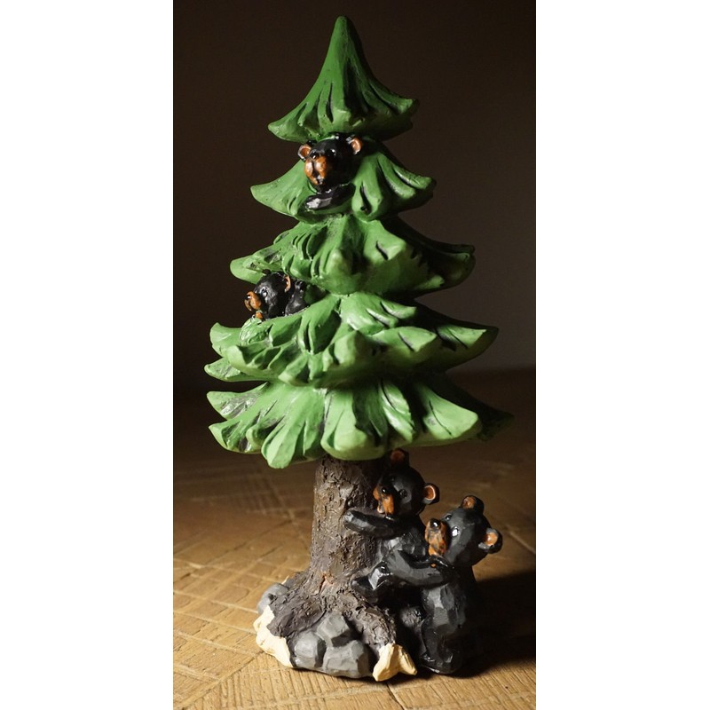 Lipco Black Bear Papa & Cubs Climbing Pine Tree