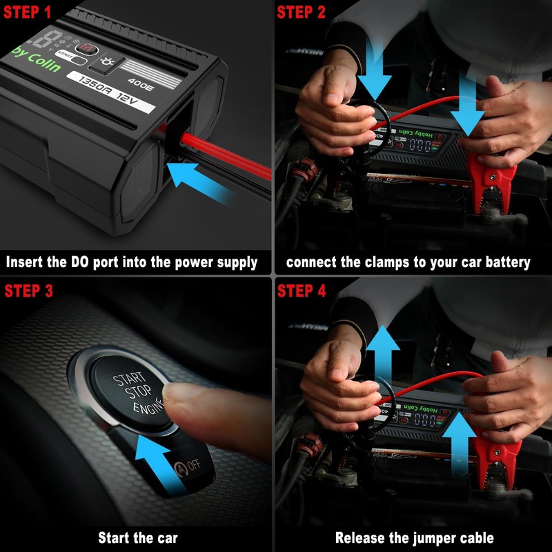 Hobby Colin 400E Car Jump Starter 12V 1350A Peak 1600mAh