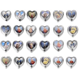 100pcs Heart Shape Our Lady Jesus Cross Saint Mary with Miraculous Medal Rosary Beads DIY Necklace Bracelets Jewelry Making