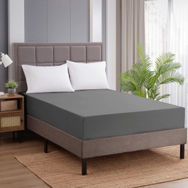 Sweet Home Collection Fitted Sheet -1500 Supreme Collection Fitted Elastic Sheet with Reinforced Corner Elastic Straps - Wrinkle Resistant Premium Soft Comfort - Full, Gray