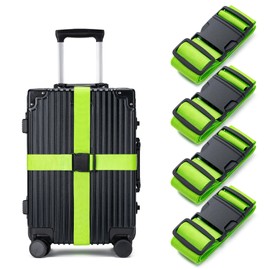 Luggage Straps for Suitcases 4 Pack, TSA Approved Travel Essentials, Luggage Strap for Travel Suitcase & Bag Closure and for Easy Identification, Travel Accessories for Safety & Convenience(Green)