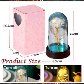 Valentines Day Gifts Galaxy Rose for Her,Light Up Rose Flower Gift Birthday Gifts for Women Mom Girlfriend Wife,Forever Glitter Rose In A Plastic Dome Eternal Rose for Valentines/Mothers Day Christmas