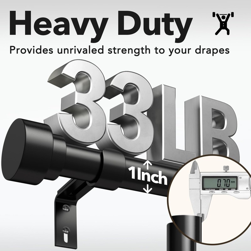 IFELS 2 Pack Heavy Duty Curtain Rods for Windows 48